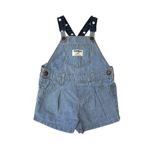 OshKosh Striped Short Overalls 18M Railroad Stripe Denim Romper
