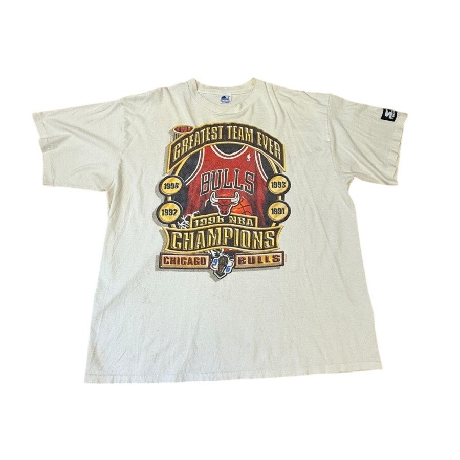 Vintage 1996 Chicago Bulls Starter NBA Champions Greatest Team Ever Shirt XL Jordan Era