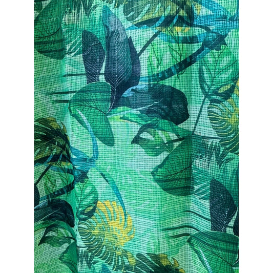 Wriddhi Wearable Art Green Tropical Midi Dress Botanical Print Designer Dress M