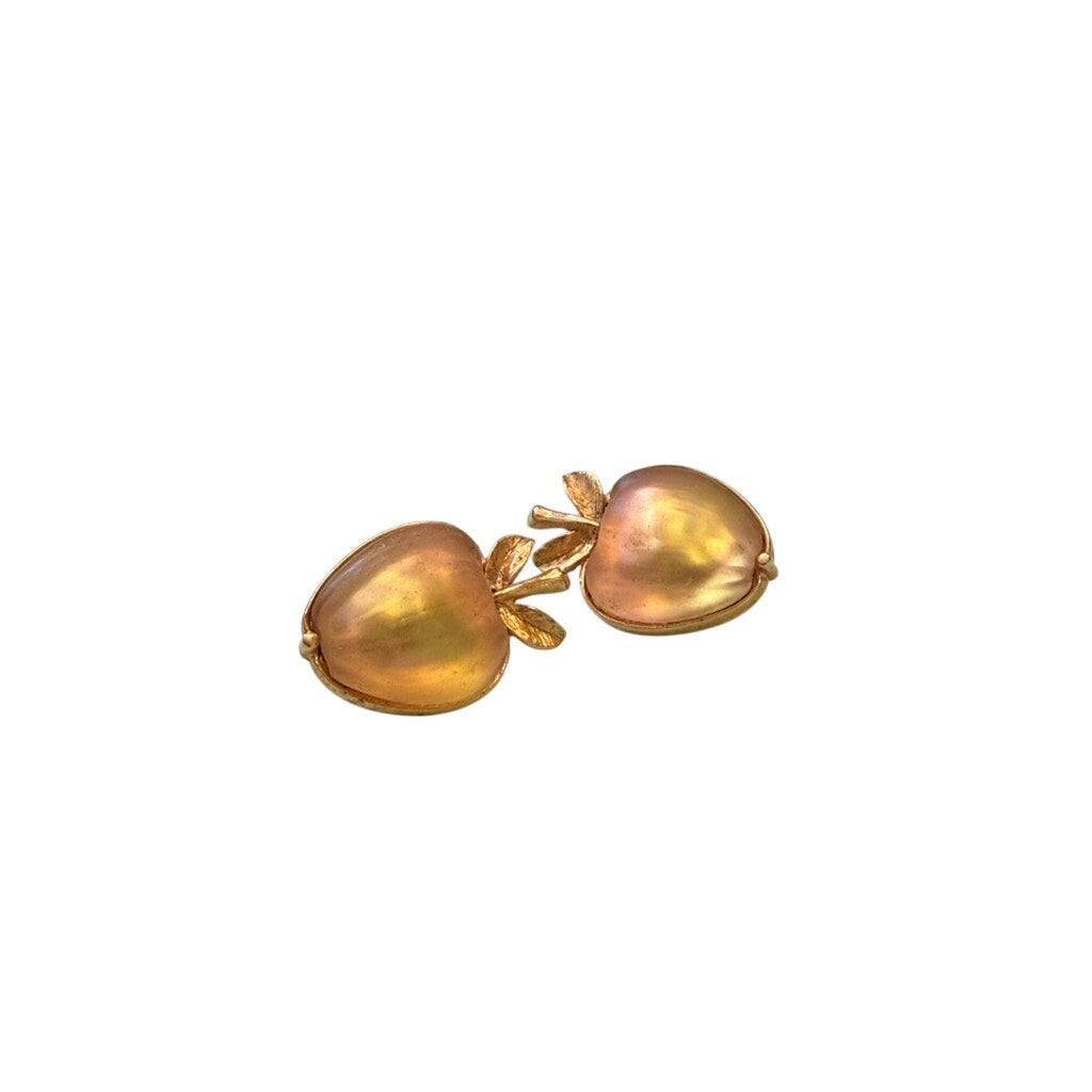 Vintage Sarah Coventry Peach Clip-On Earrings – 60's Gold Tone Amber Cabochon